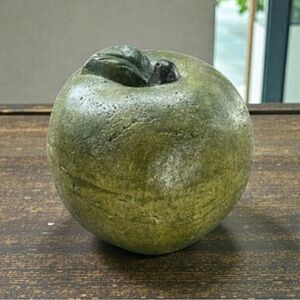VTG Green Apple Glazed Ceramic Granny Smith Apple Sparkle Stem Leaf Granny Core